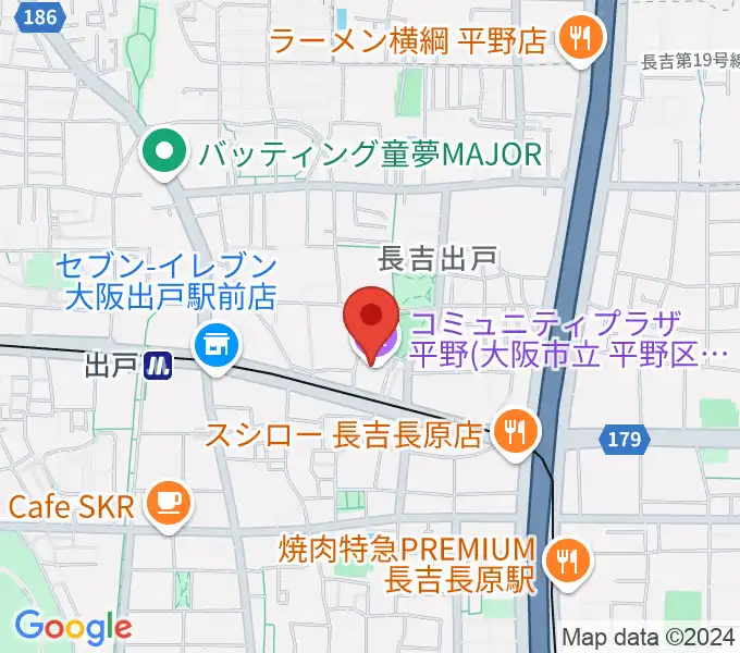 コミュニティプラザ平野（平野区民センター）の地図