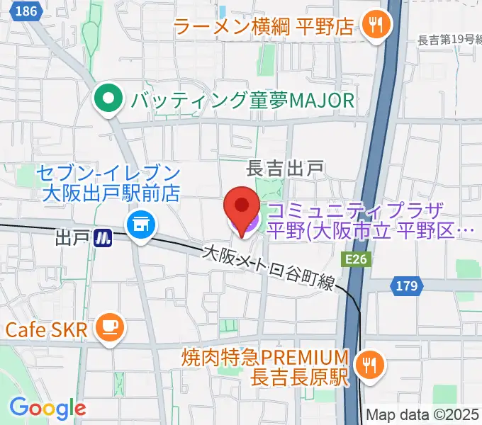 コミュニティプラザ平野（平野区民センター）の地図