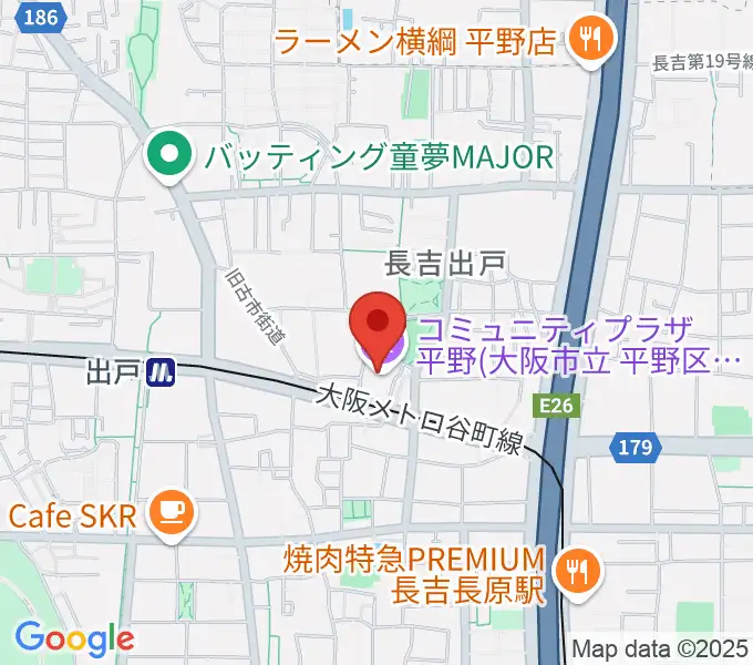 コミュニティプラザ平野（平野区民センター）の地図