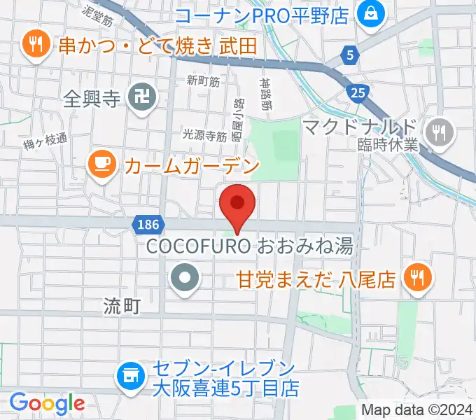 平野区民ホールの地図