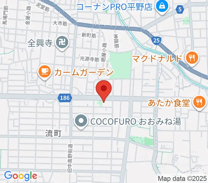 大阪市立平野区民ホールの地図