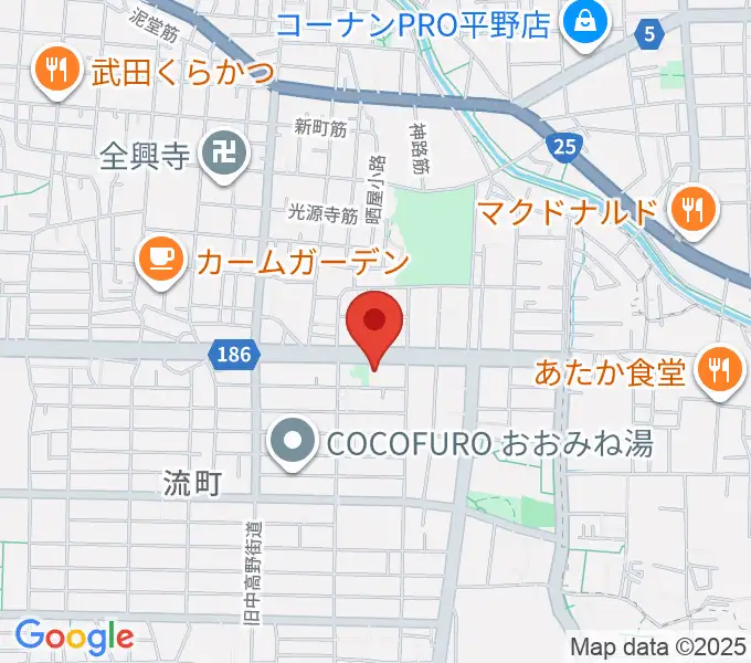 大阪市立平野区民ホールの地図