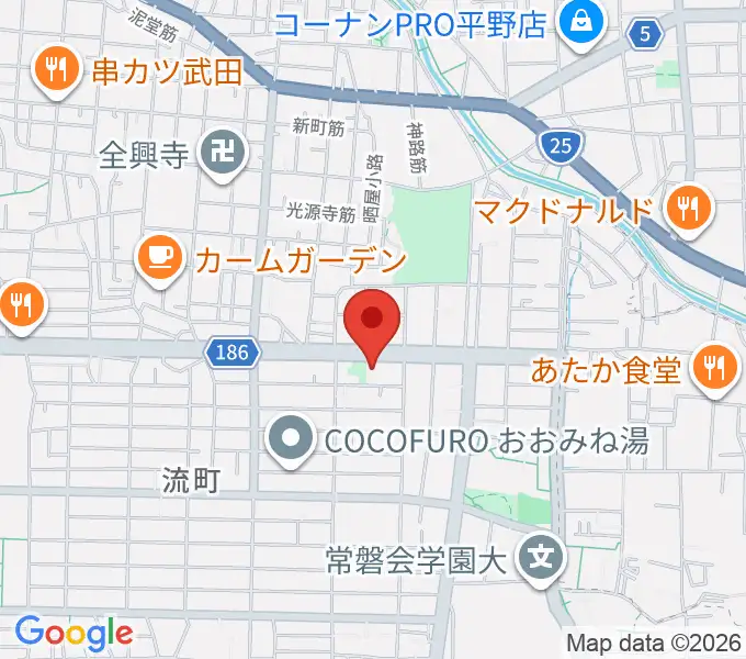 大阪市立平野区民ホールの地図
