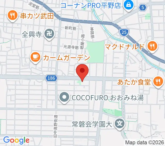 大阪市立平野区民ホールの地図