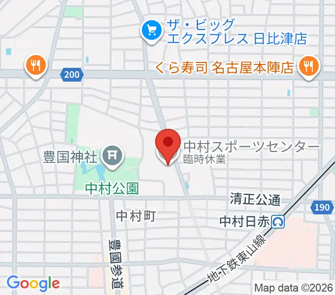 名古屋市中村スポーツセンターの地図