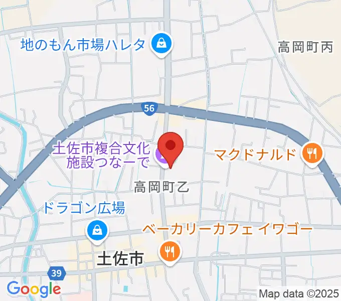 土佐市複合文化施設つなーでの地図