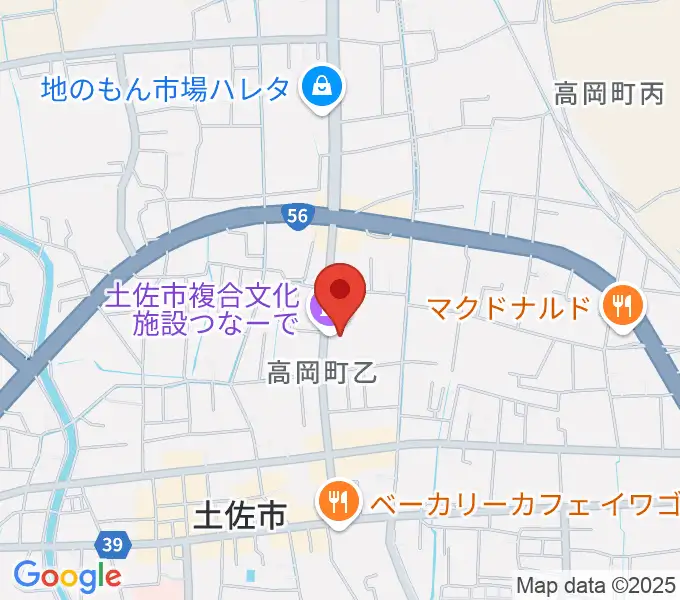 土佐市複合文化施設つなーでの地図
