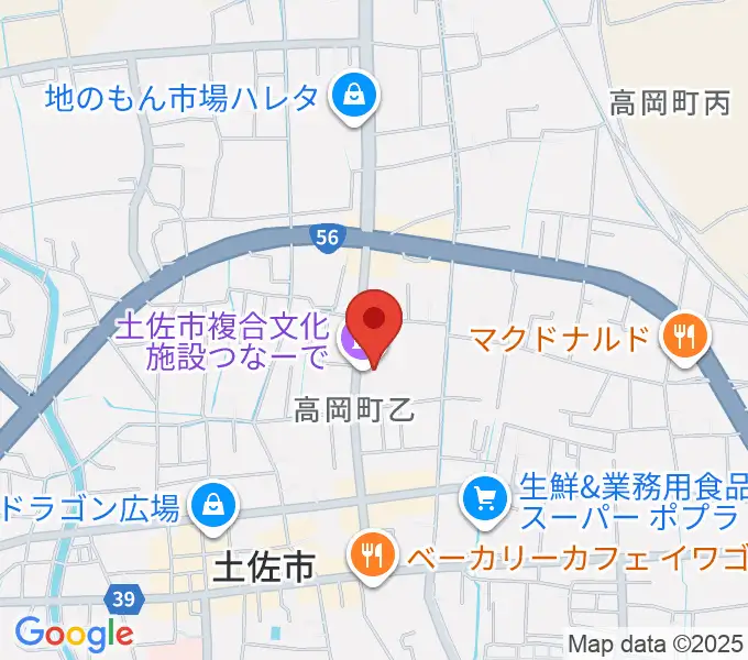 土佐市複合文化施設つなーでの地図