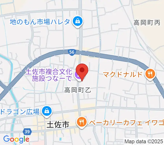 土佐市複合文化施設つなーでの地図