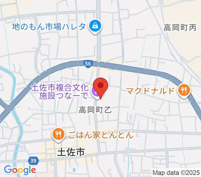 土佐市複合文化施設つなーでの地図