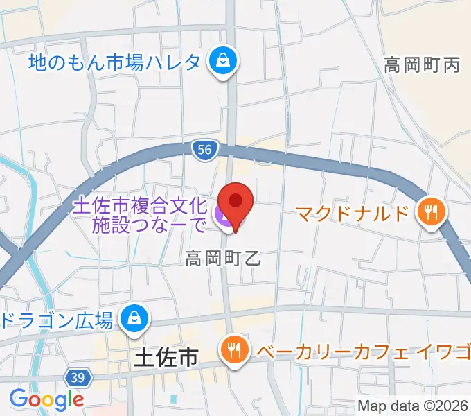 土佐市複合文化施設つなーでの地図