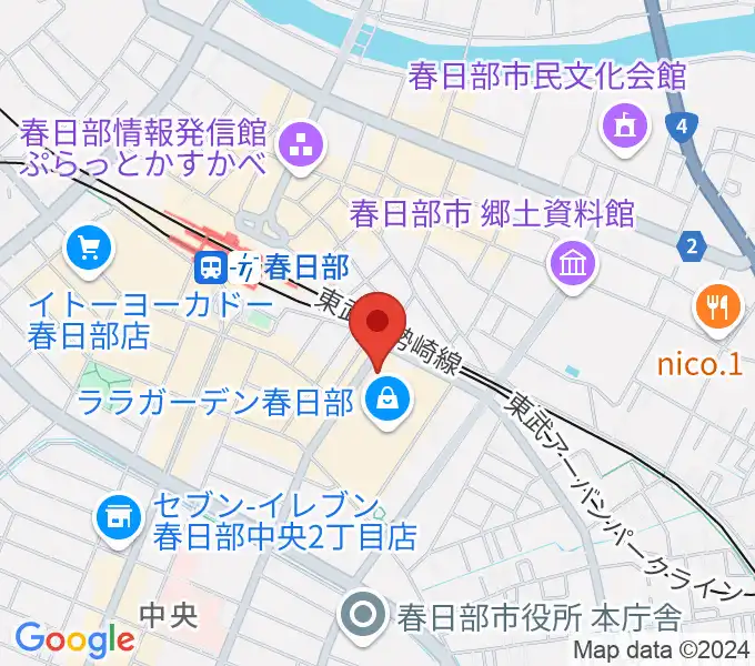 春日部ふれあいキューブの地図