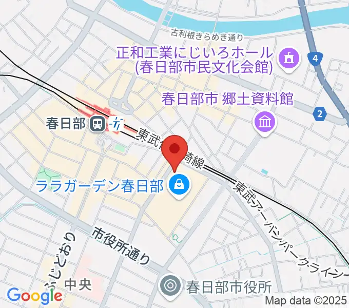 春日部ふれあいキューブの地図