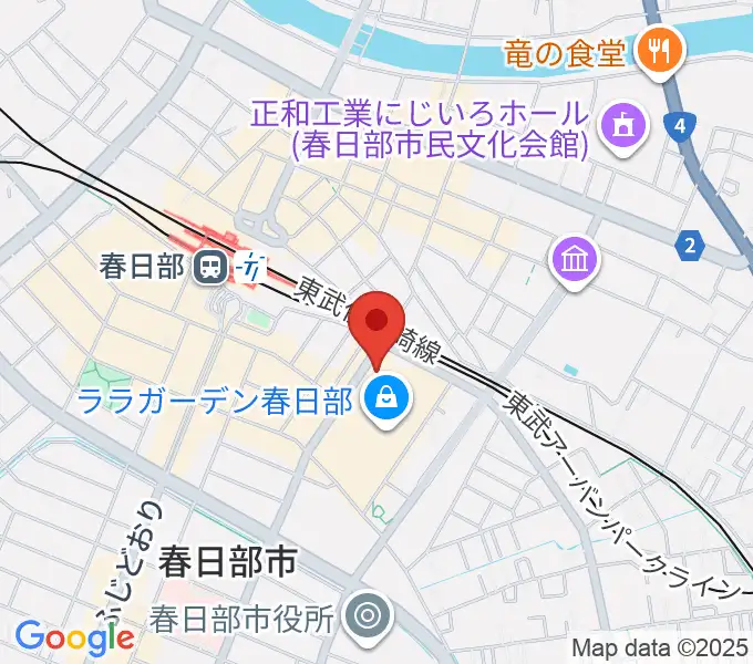 春日部ふれあいキューブの地図