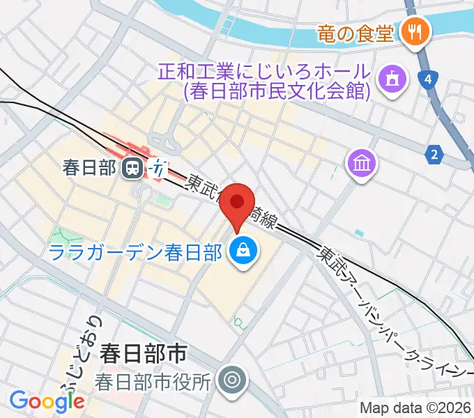 春日部ふれあいキューブの地図