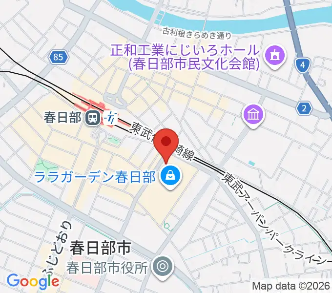 春日部ふれあいキューブの地図