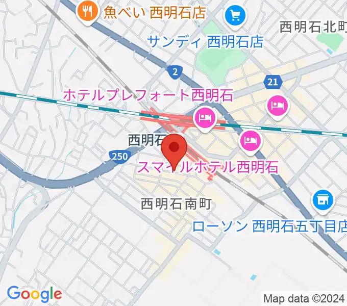 西明石ピアノ＆リハーサルスタジオ9thの地図