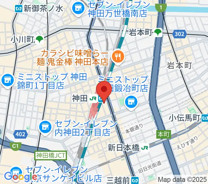 スタジオ音楽館 神田駅前の地図