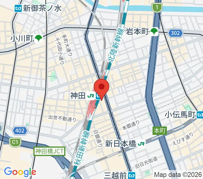 スタジオ音楽館 神田駅前の地図