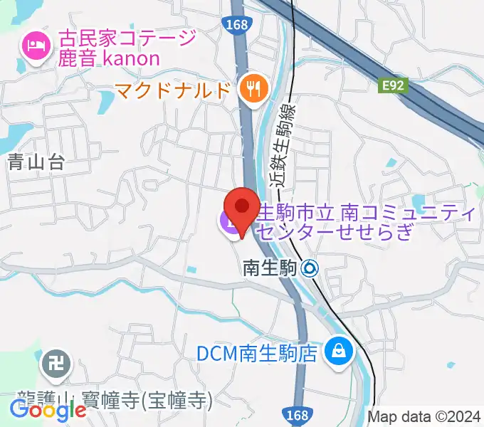 生駒市立南コミュニティセンターせせらぎの地図