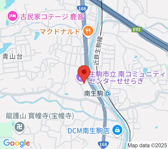 生駒市立南コミュニティセンターせせらぎの地図
