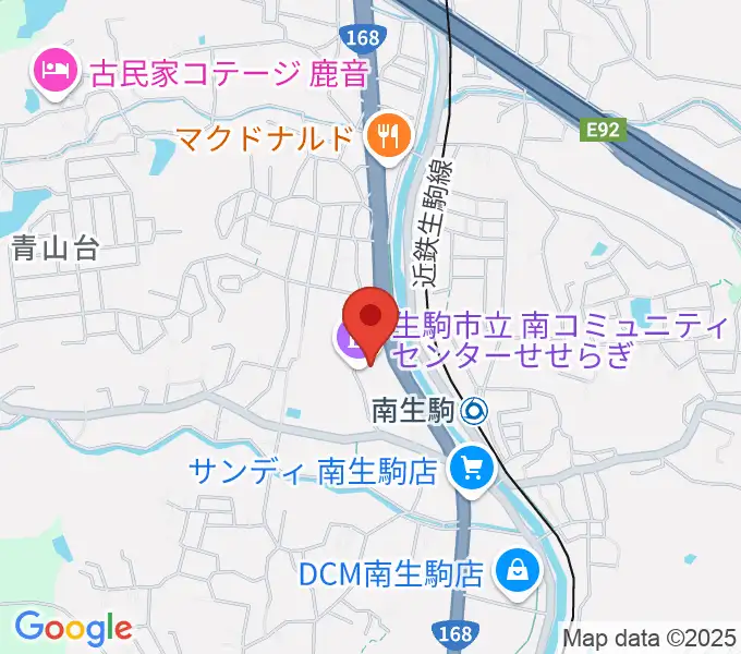 生駒市立南コミュニティセンターせせらぎの地図