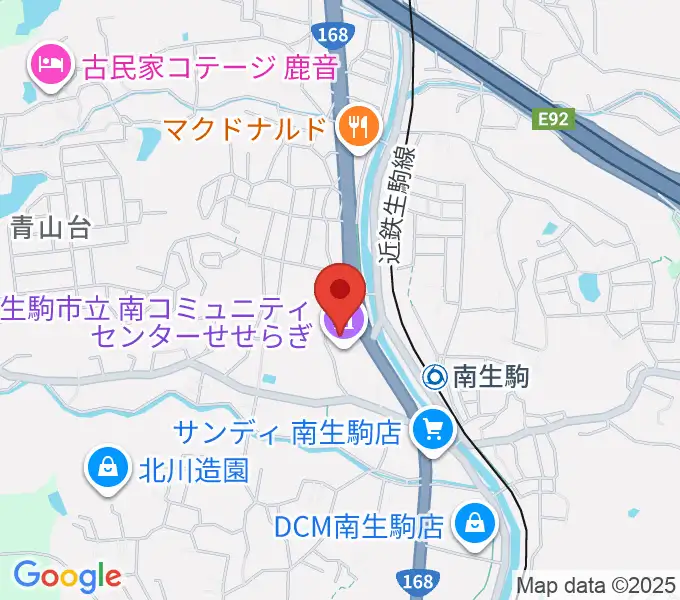 生駒市立南コミュニティセンターせせらぎの地図