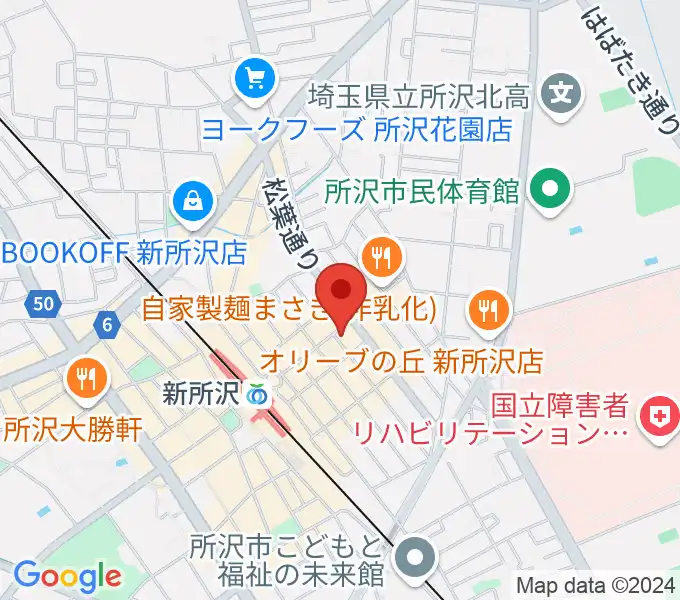 ワイワイミュージックスタジオ新所沢店の地図