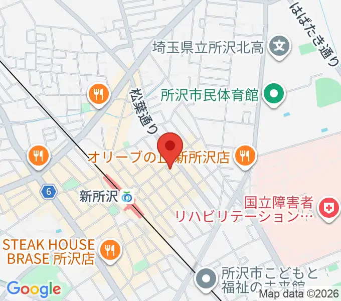 Y.Y Music Studio 新所沢店の地図