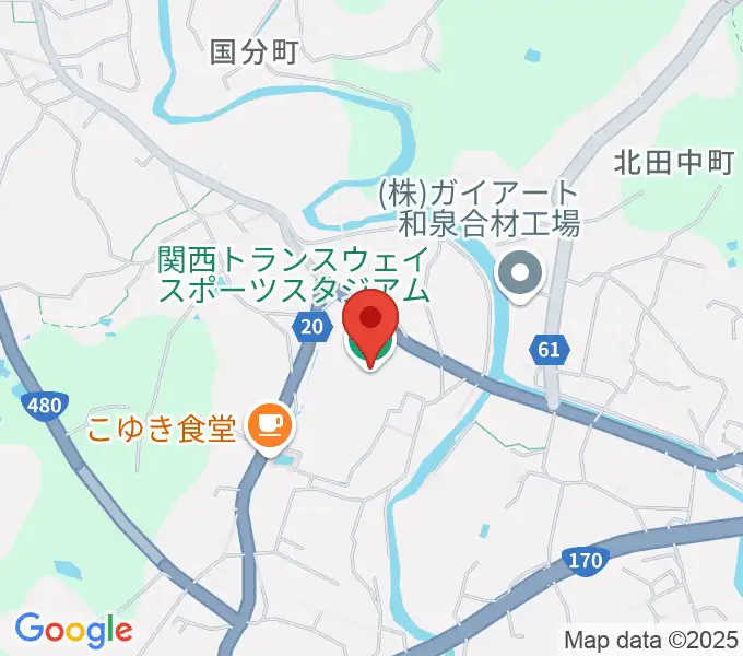 関西トランスウェイスポーツスタジアムの地図