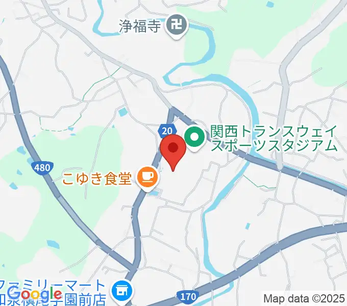 関西トランスウェイスポーツスタジアム野球場の地図