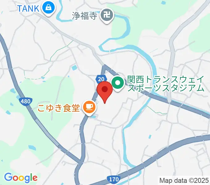 関西トランスウェイスポーツスタジアム野球場の地図