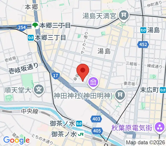 サウンドナイン御茶ノ水店の地図