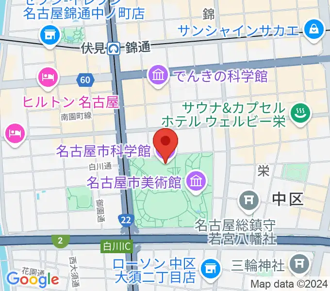 名古屋市科学館の地図