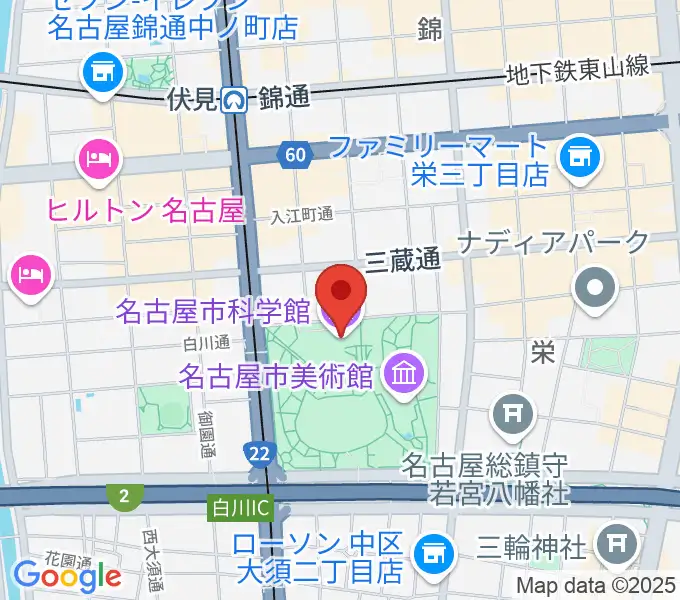 名古屋市科学館の地図
