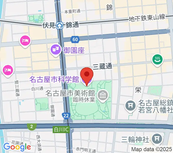 名古屋市科学館の地図