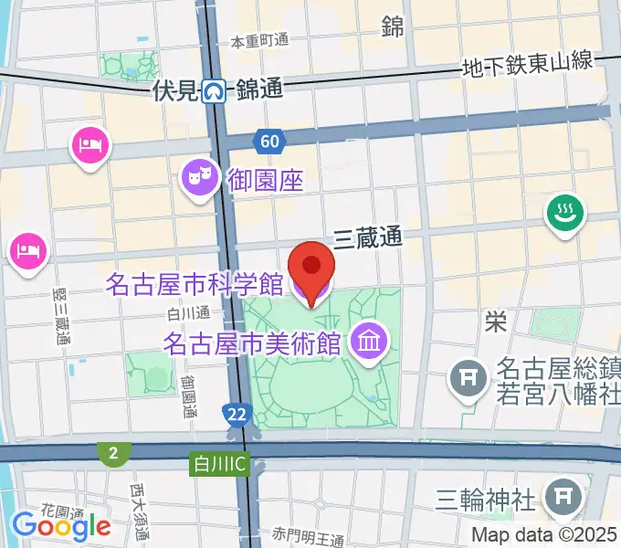 名古屋市科学館の地図