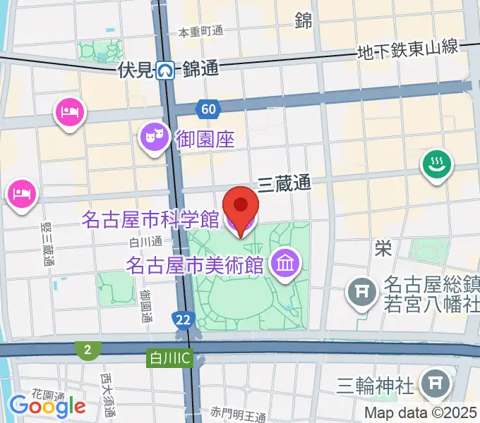 名古屋市科学館の地図