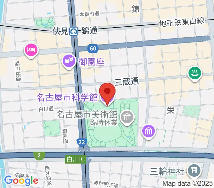名古屋市科学館の地図