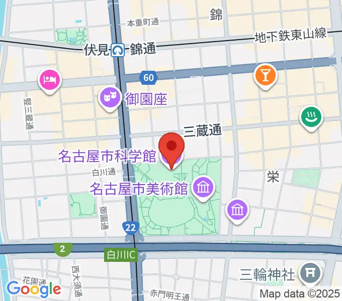 名古屋市科学館の地図
