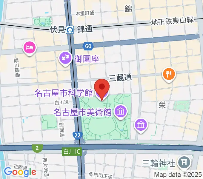 名古屋市科学館の地図