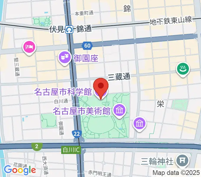 名古屋市科学館の地図