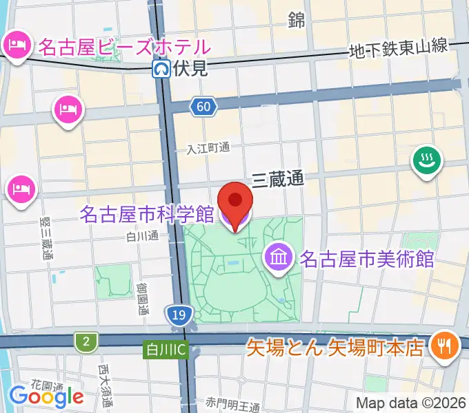 名古屋市科学館の地図