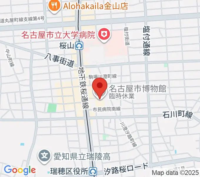 名古屋市博物館の地図