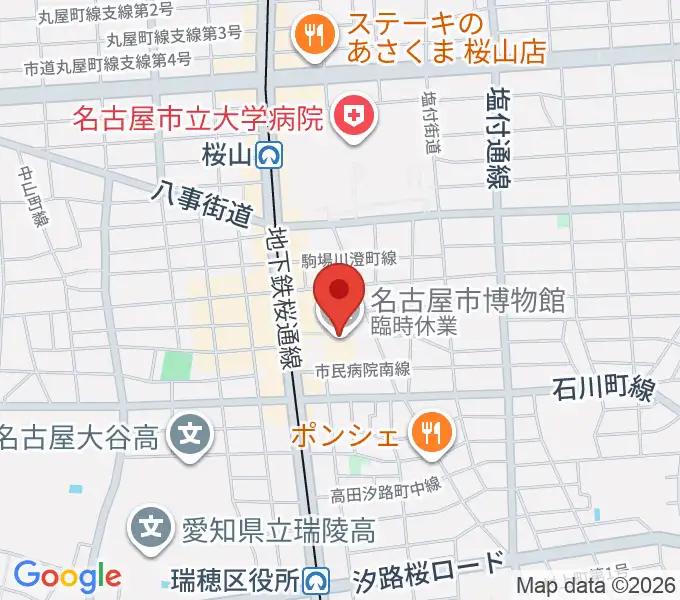 名古屋市博物館の地図