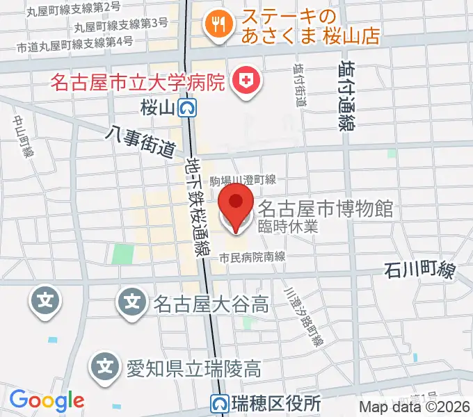 名古屋市博物館の地図