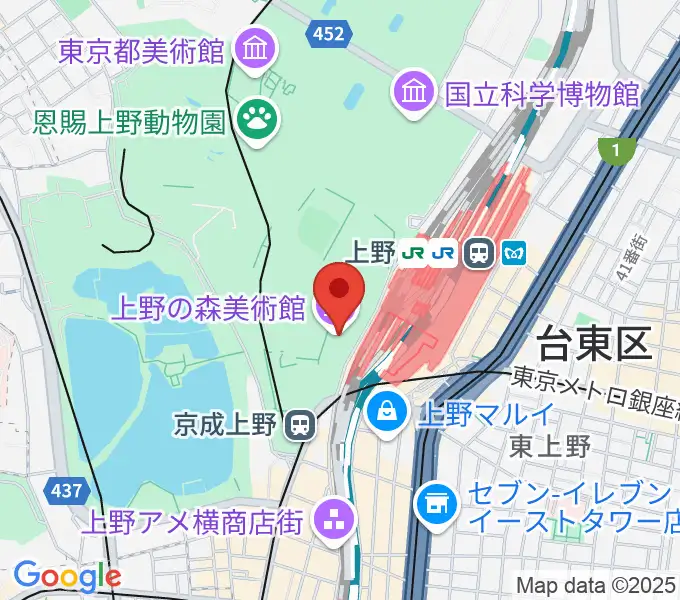 上野の森美術館の地図
