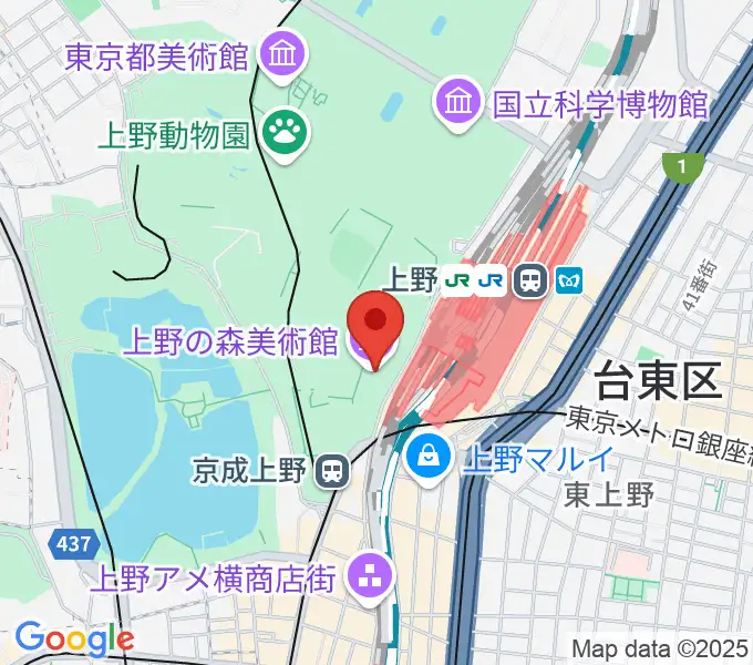 上野の森美術館の地図