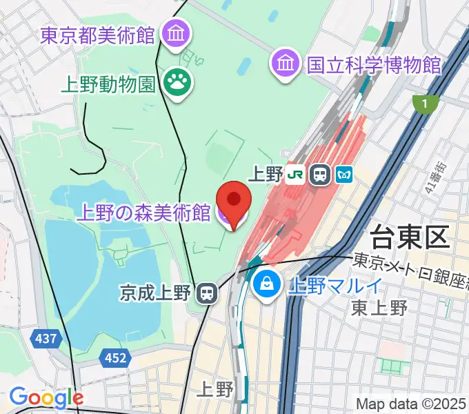 上野の森美術館の地図