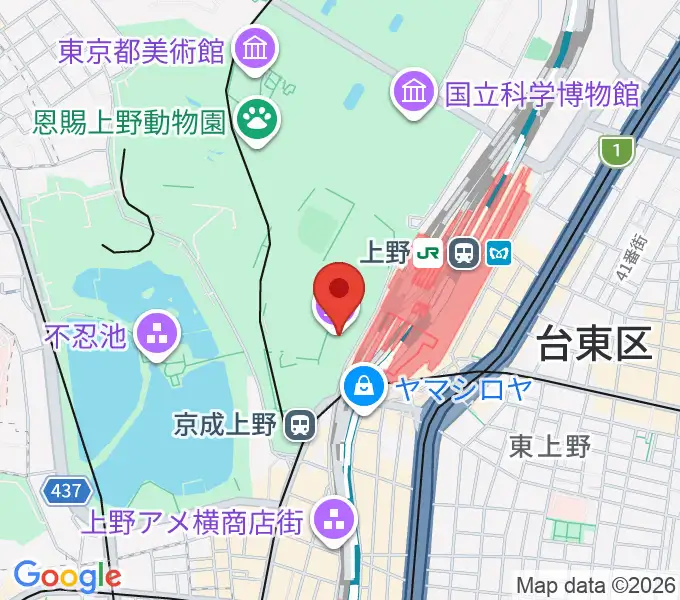 上野の森美術館の地図